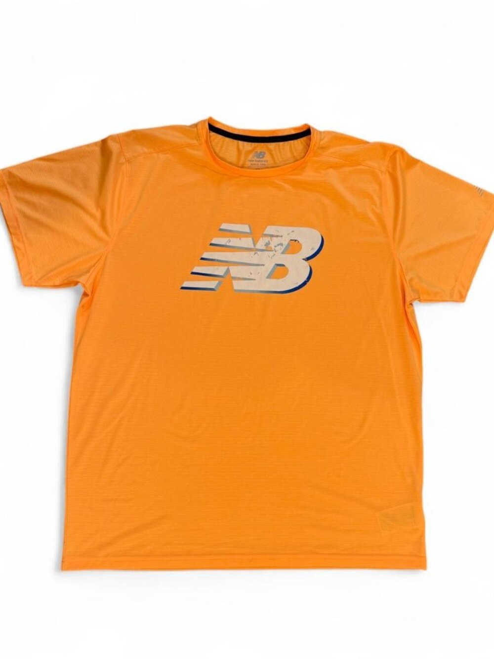 New Balance orange t-shirt with white/blue logo